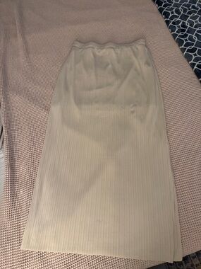 Classic Cream Pleated Midi Skirt